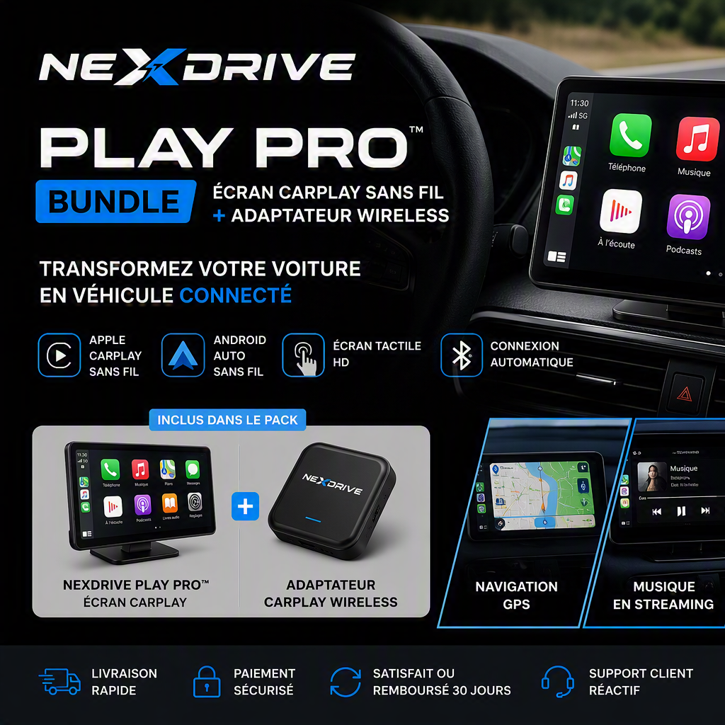 NEXDRIVE Play Pro™ Bundle | Écran CarPlay Sans Fil + Adaptateur CarPlay Wireless