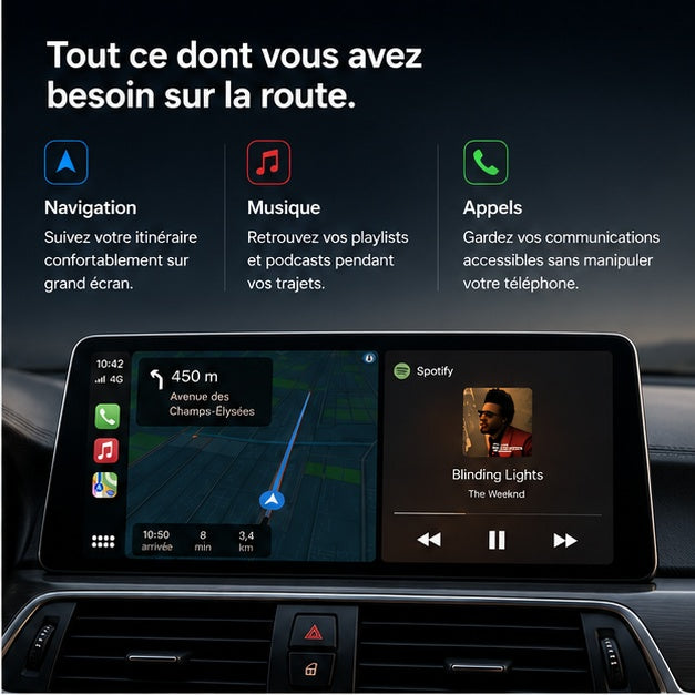 Écran CarPlay Sans Fil 10,25" pour BMW Séries 1 2 3 4 | Apple CarPlay & Android Auto | NEXDRIVE
